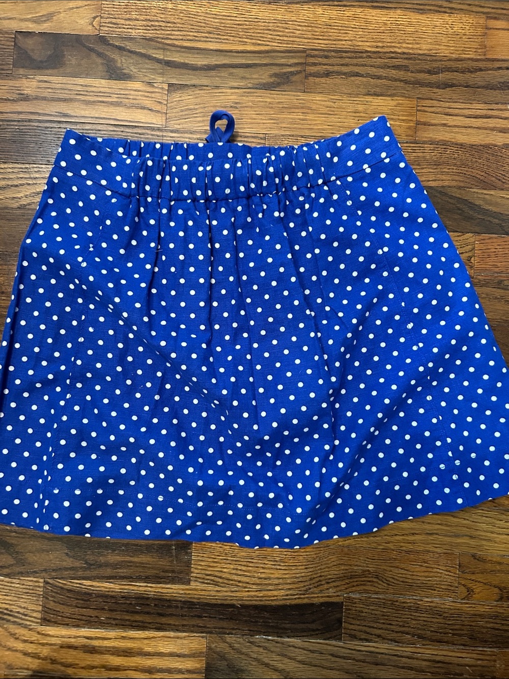 J. Crew Royal Blue Polka Dot Drawstring Mini Skirt - Picture 8 of 9